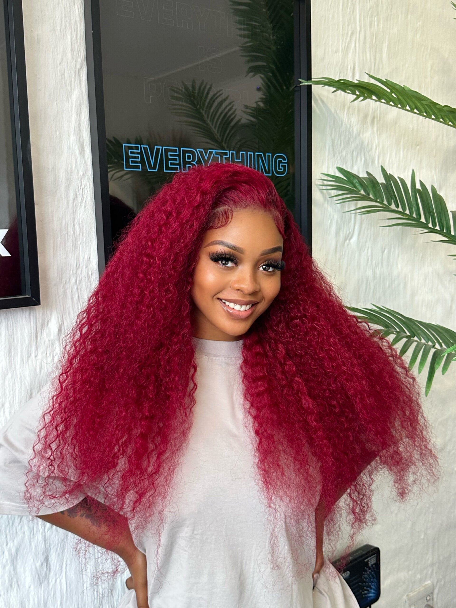 26” Ruby Red Frontal Curly Unit