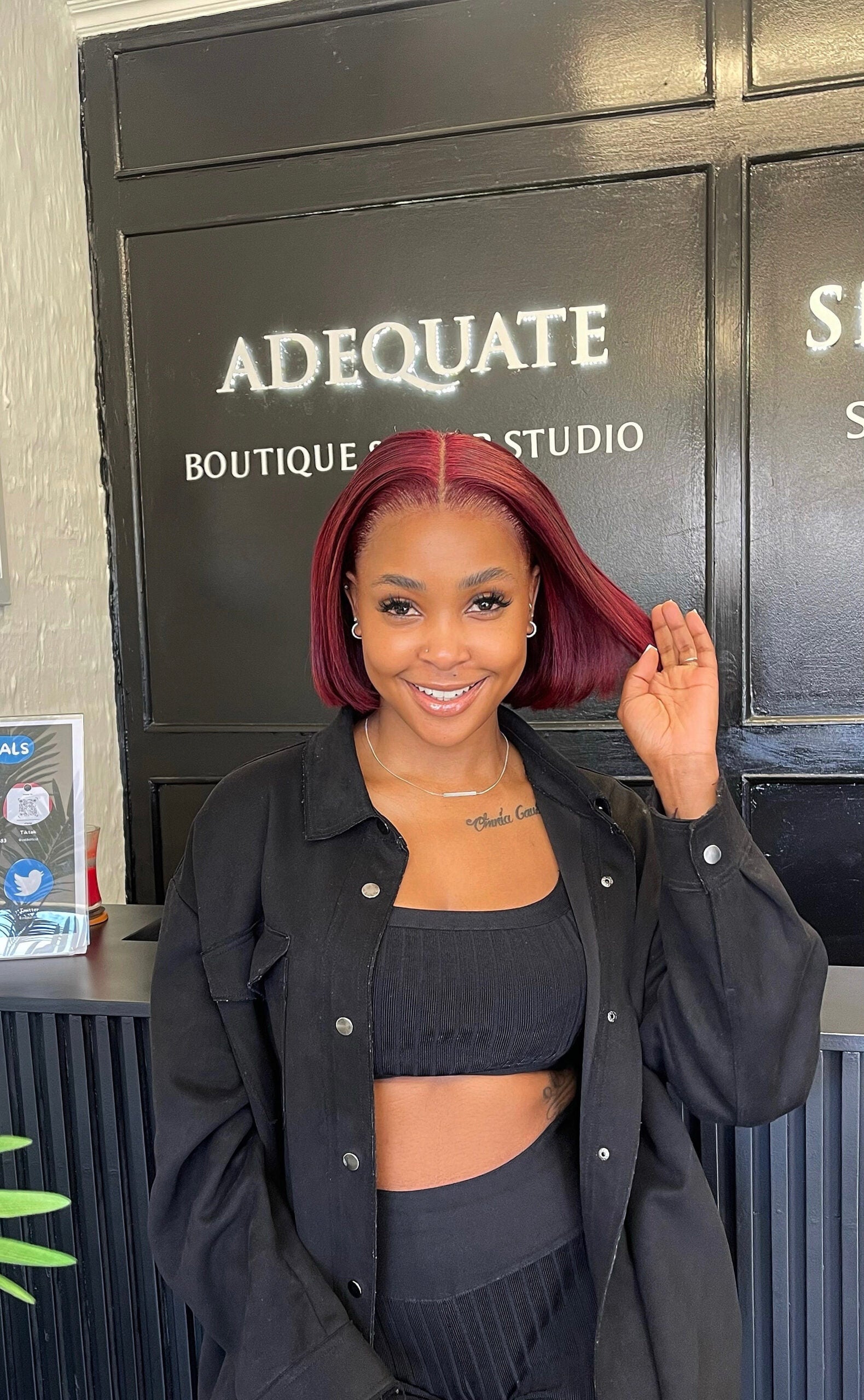 10” Wine red Double drawn frontal bob
