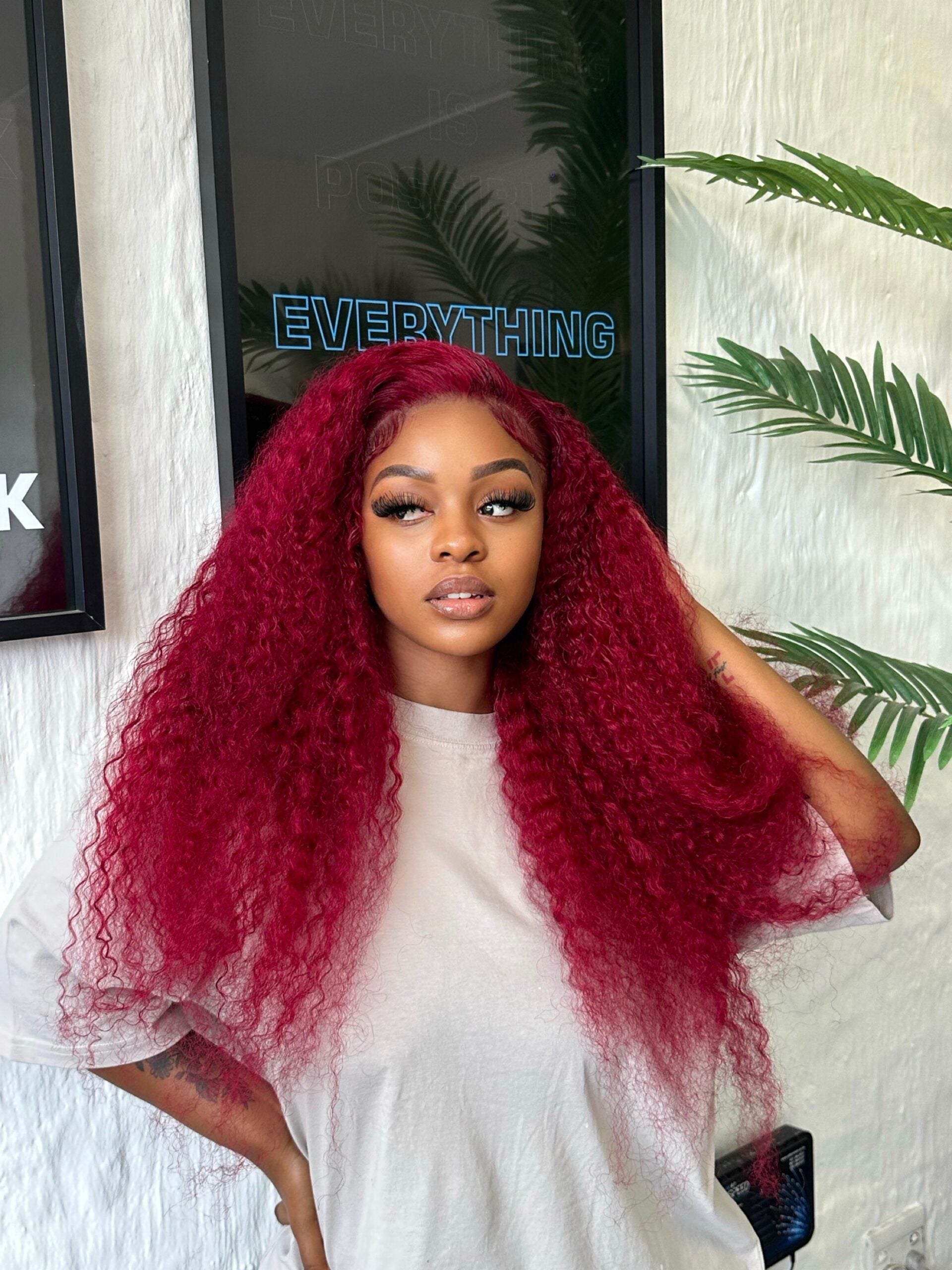 26” Ruby Red Frontal Curly Unit