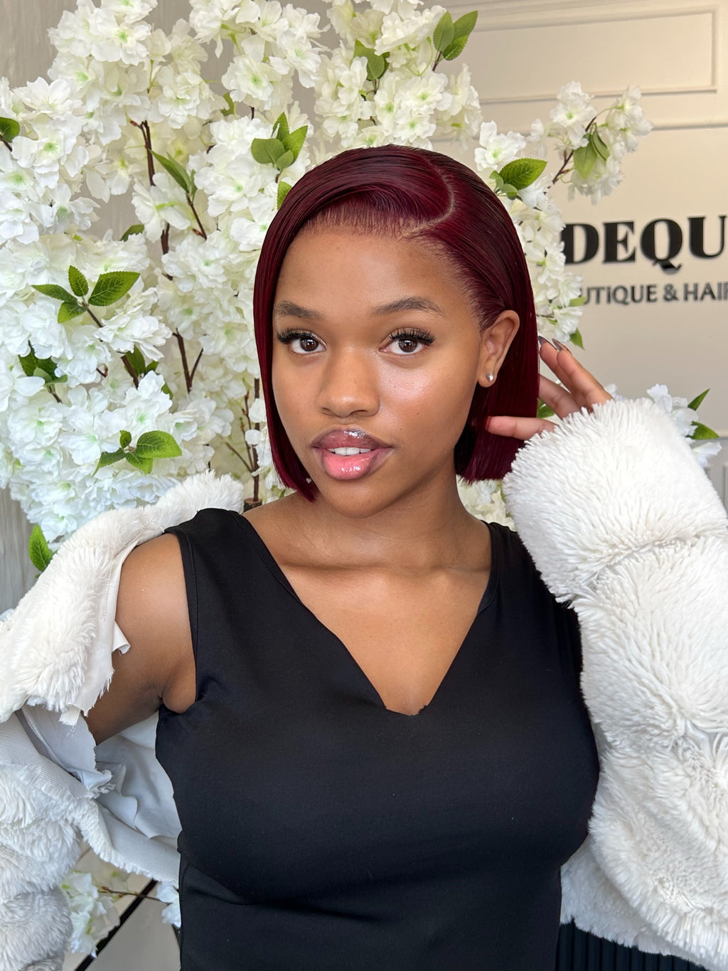 10” Wine red Double drawn frontal bob