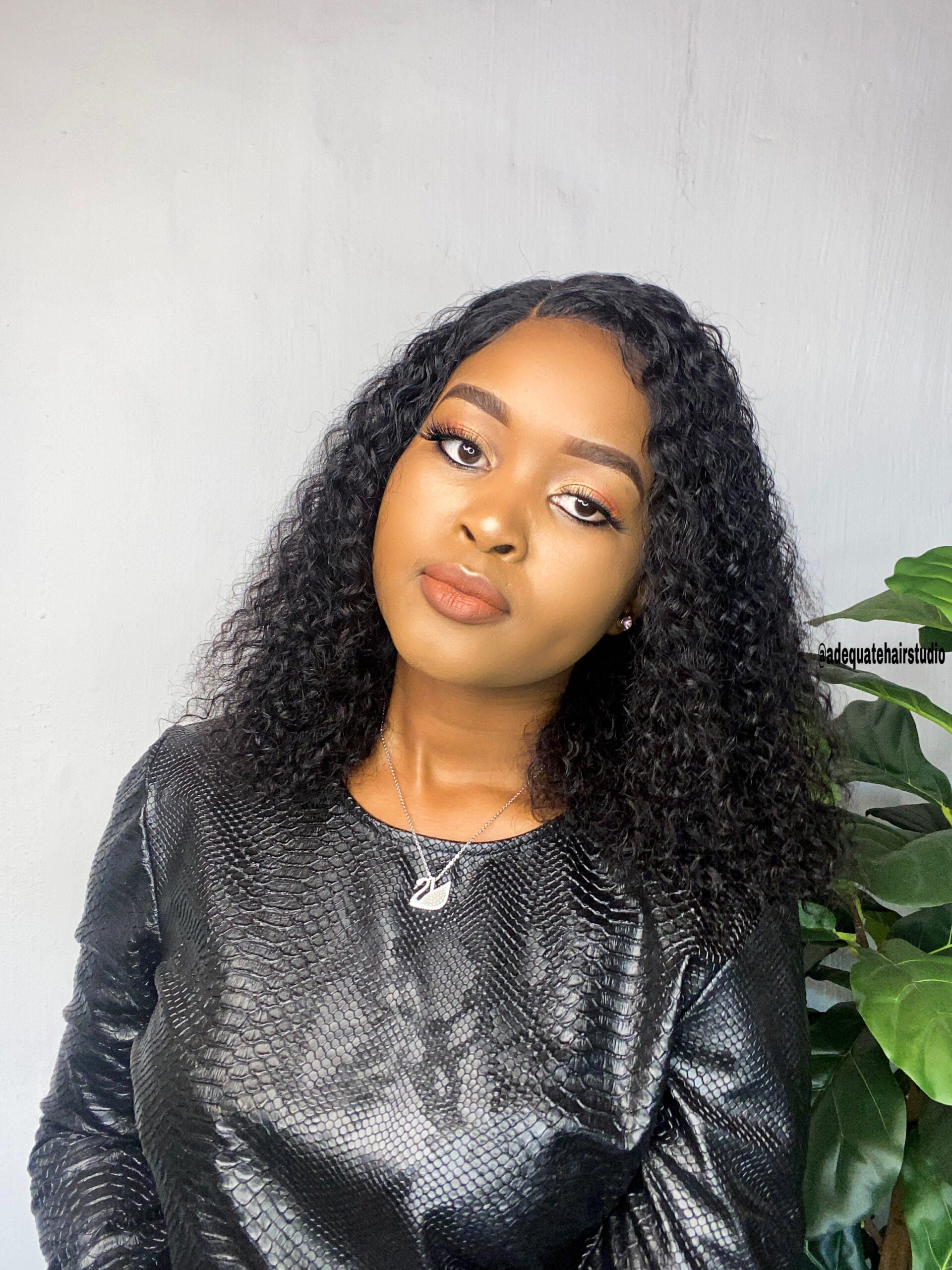 16" Water wave Wig - side part
