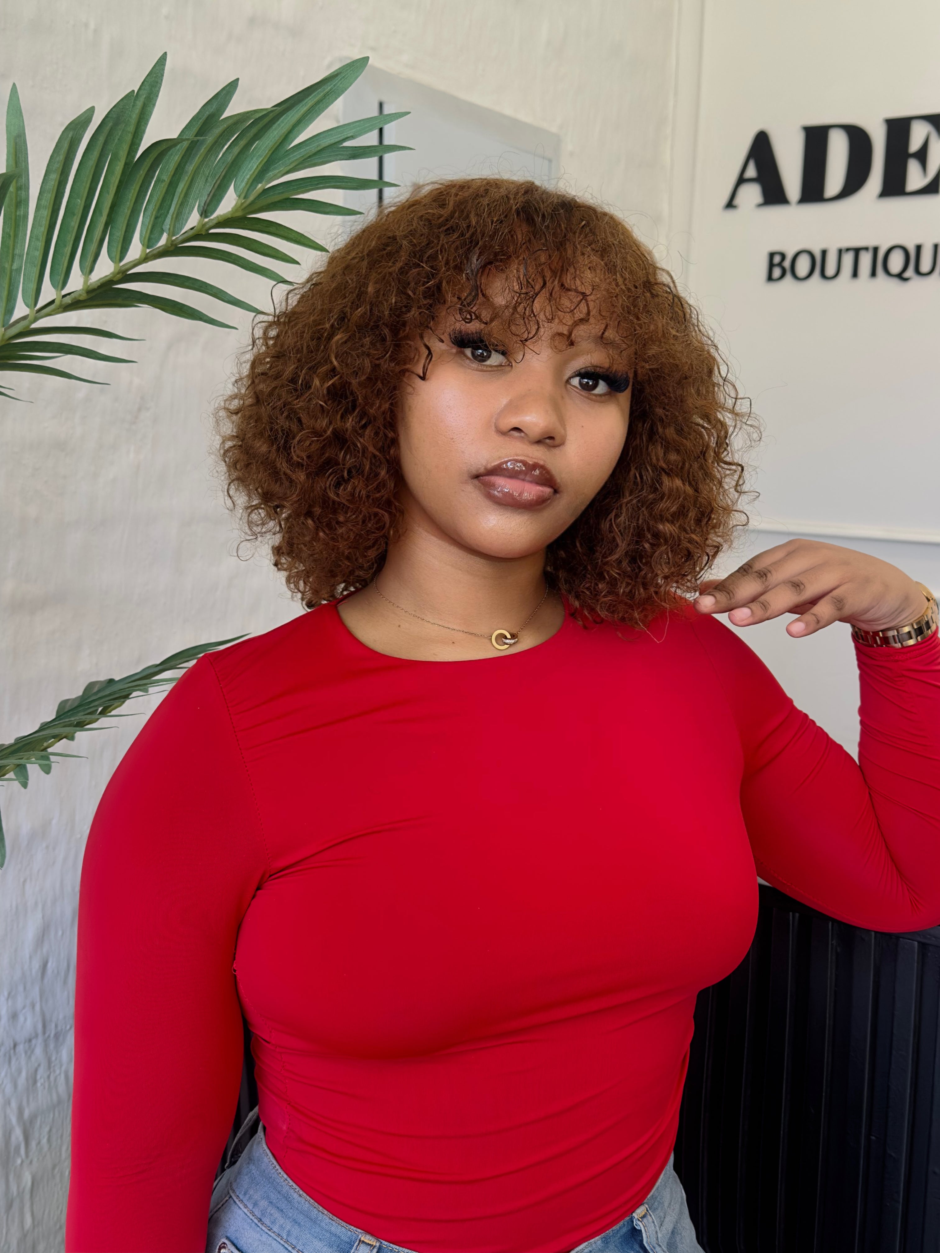 Honey Blonde Curly Fringe