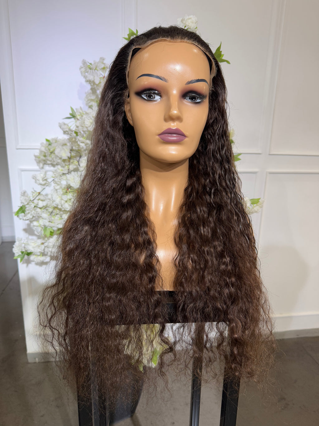 26” Brown frontal Curls - SAMPLE WIG