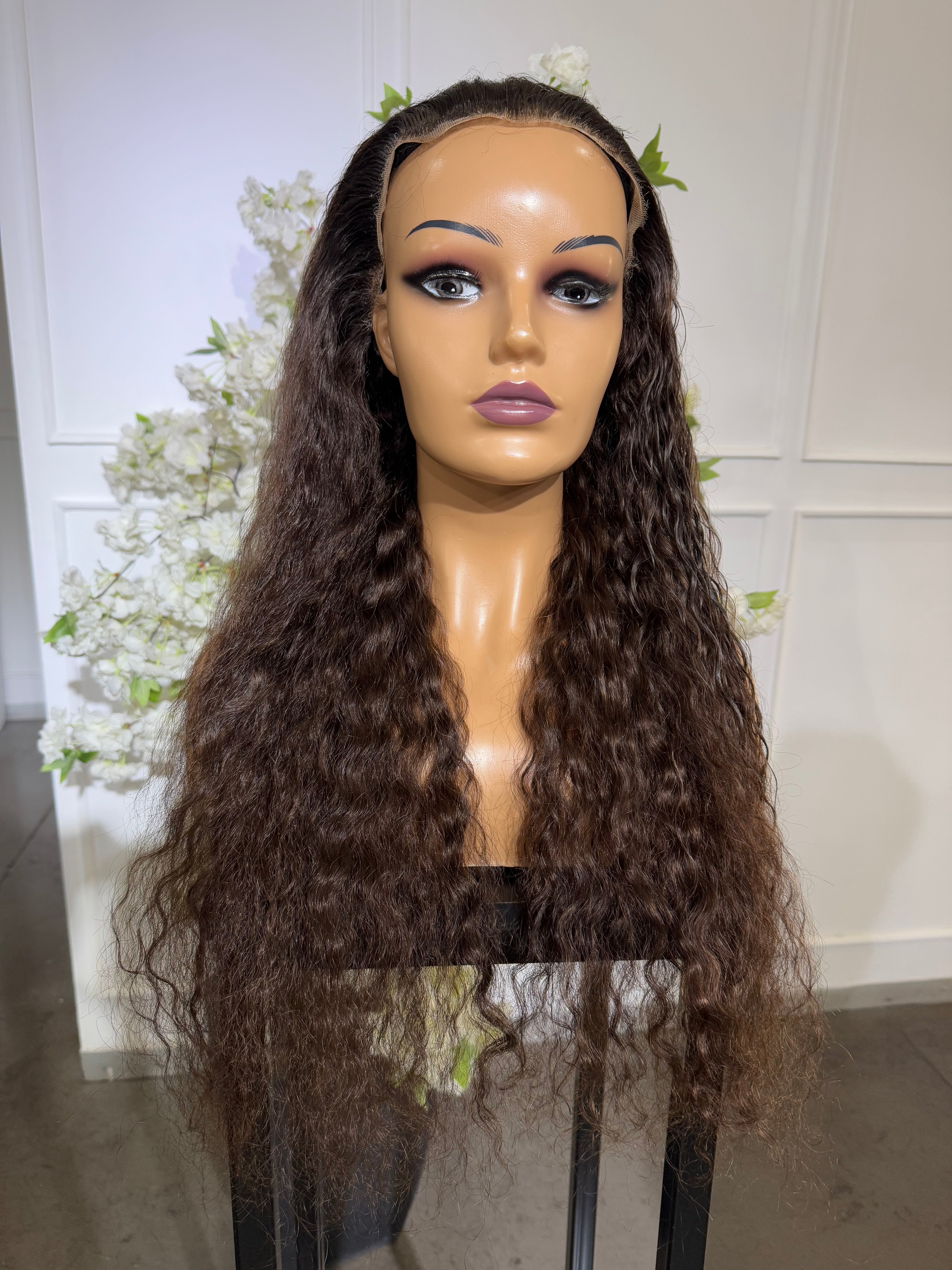 26” Brown frontal Curls - SAMPLE WIG
