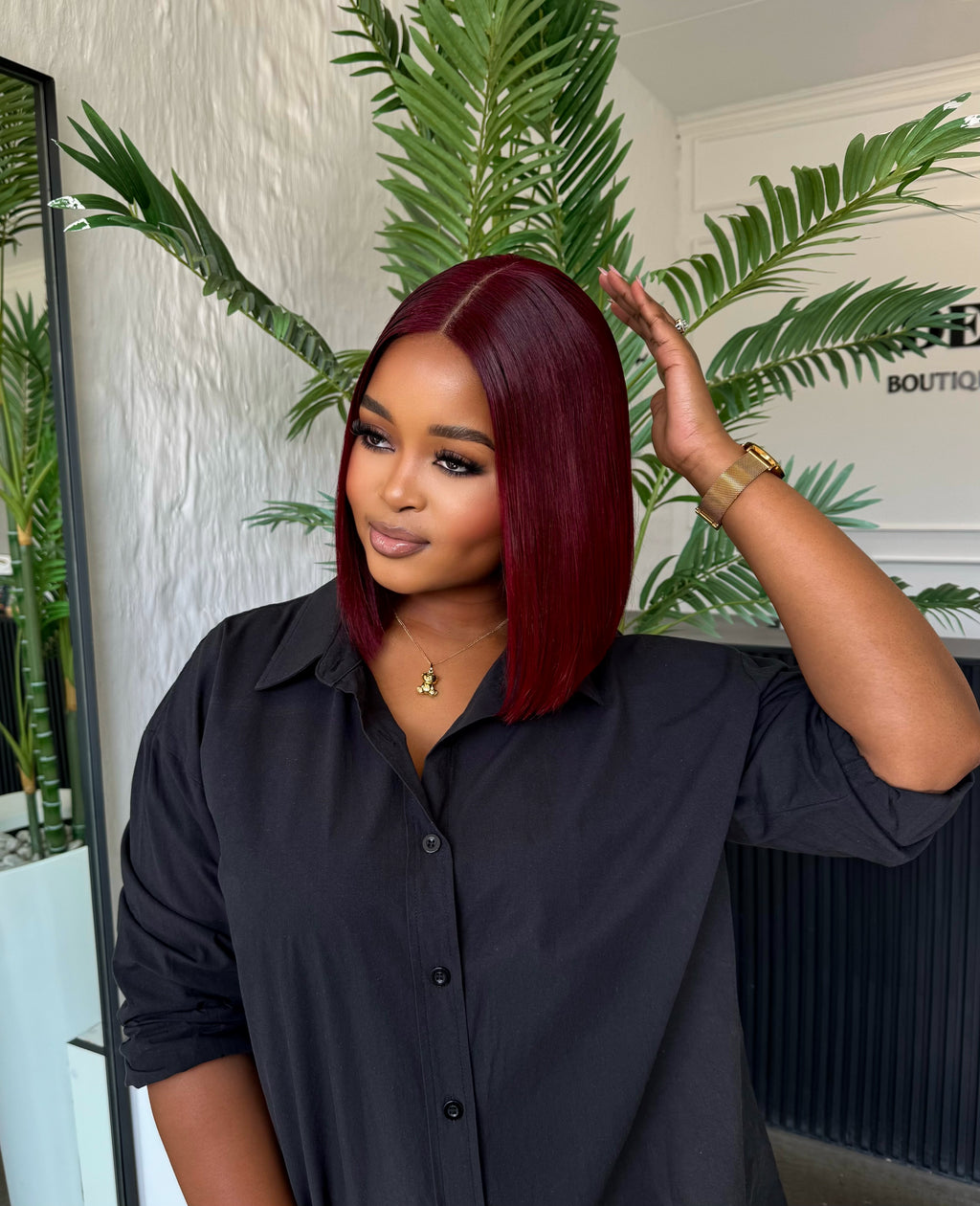 10” Wine Red Glueless bob