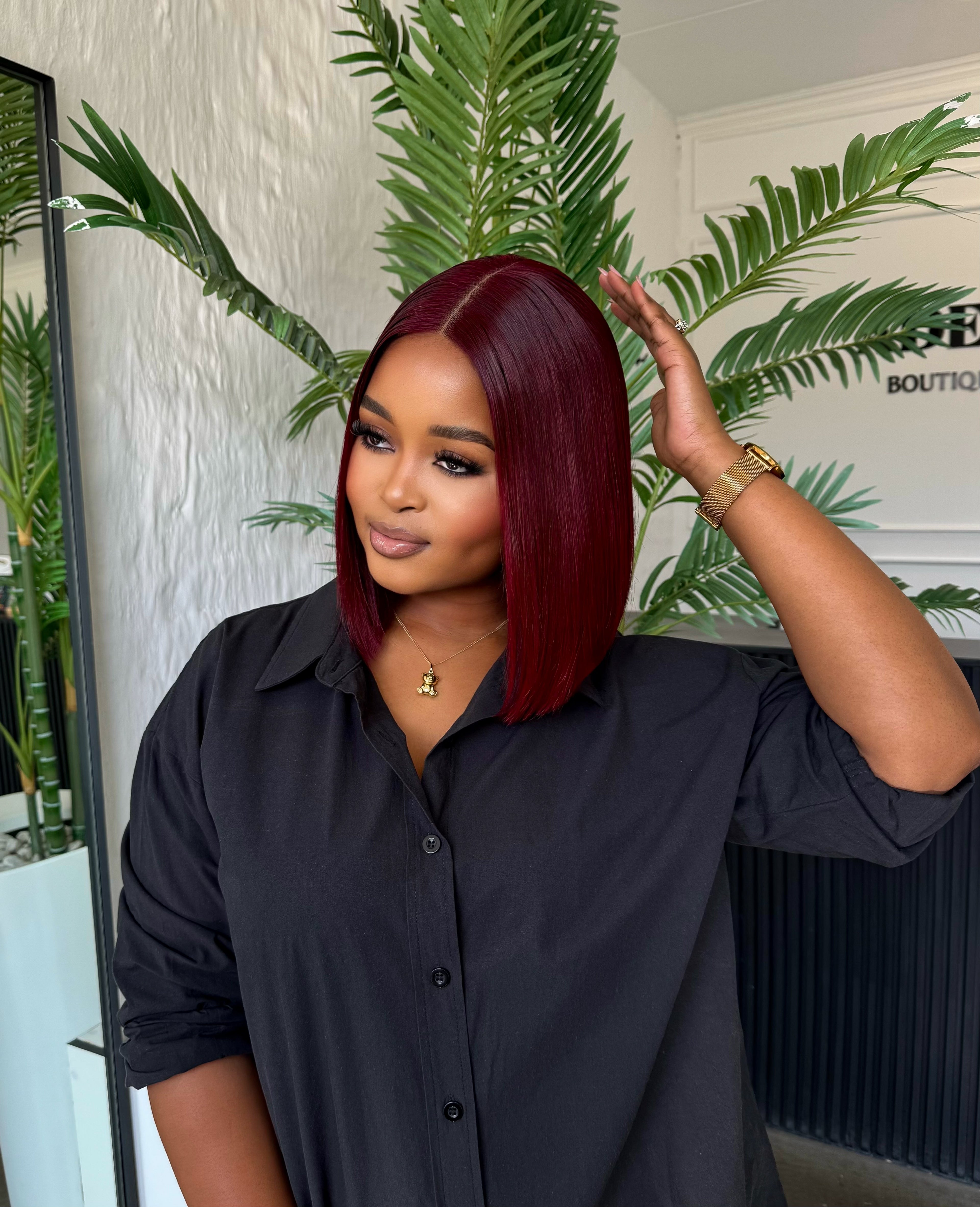 10” Wine Red Glueless bob