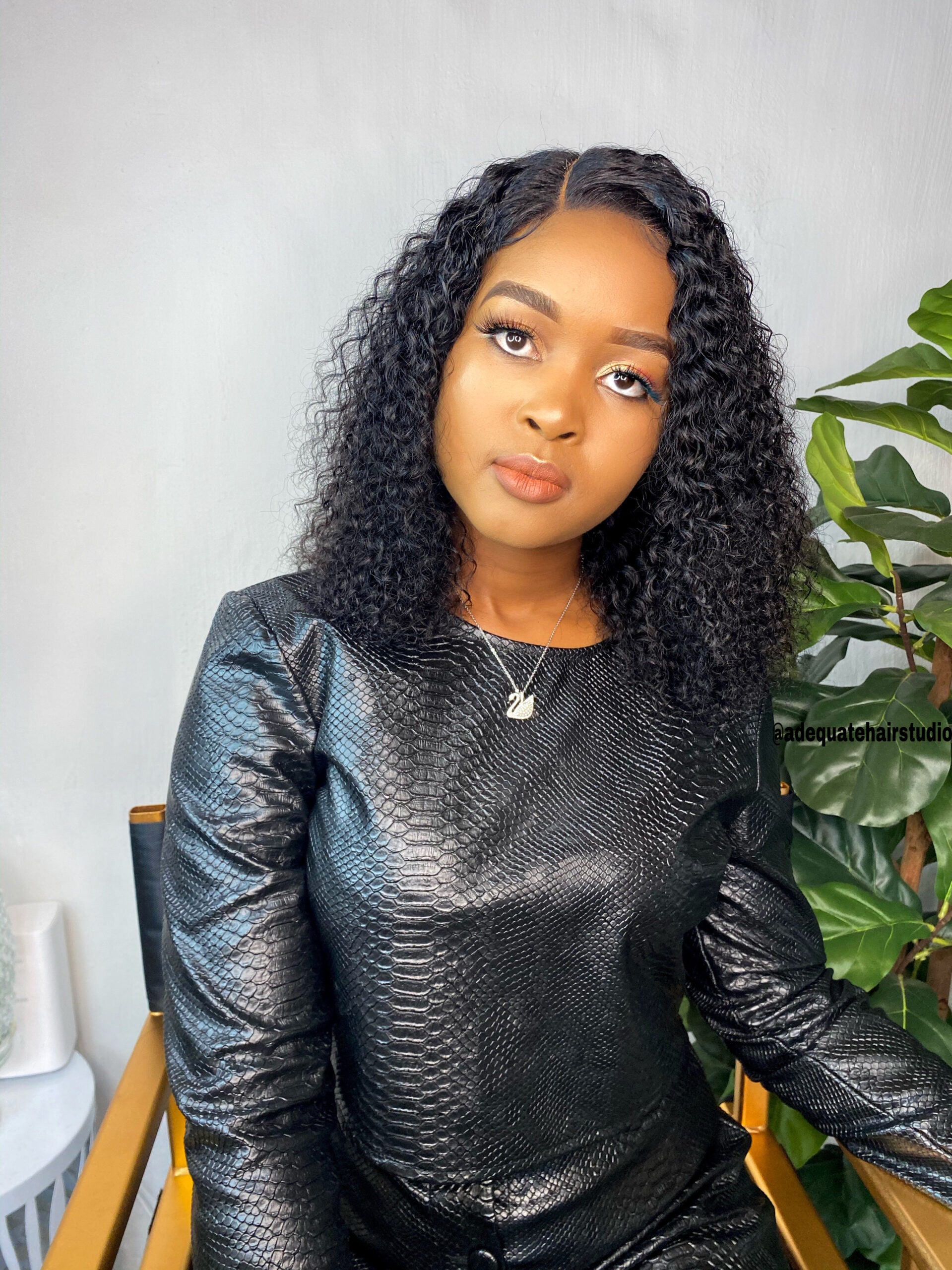 16" Water wave Wig - side part