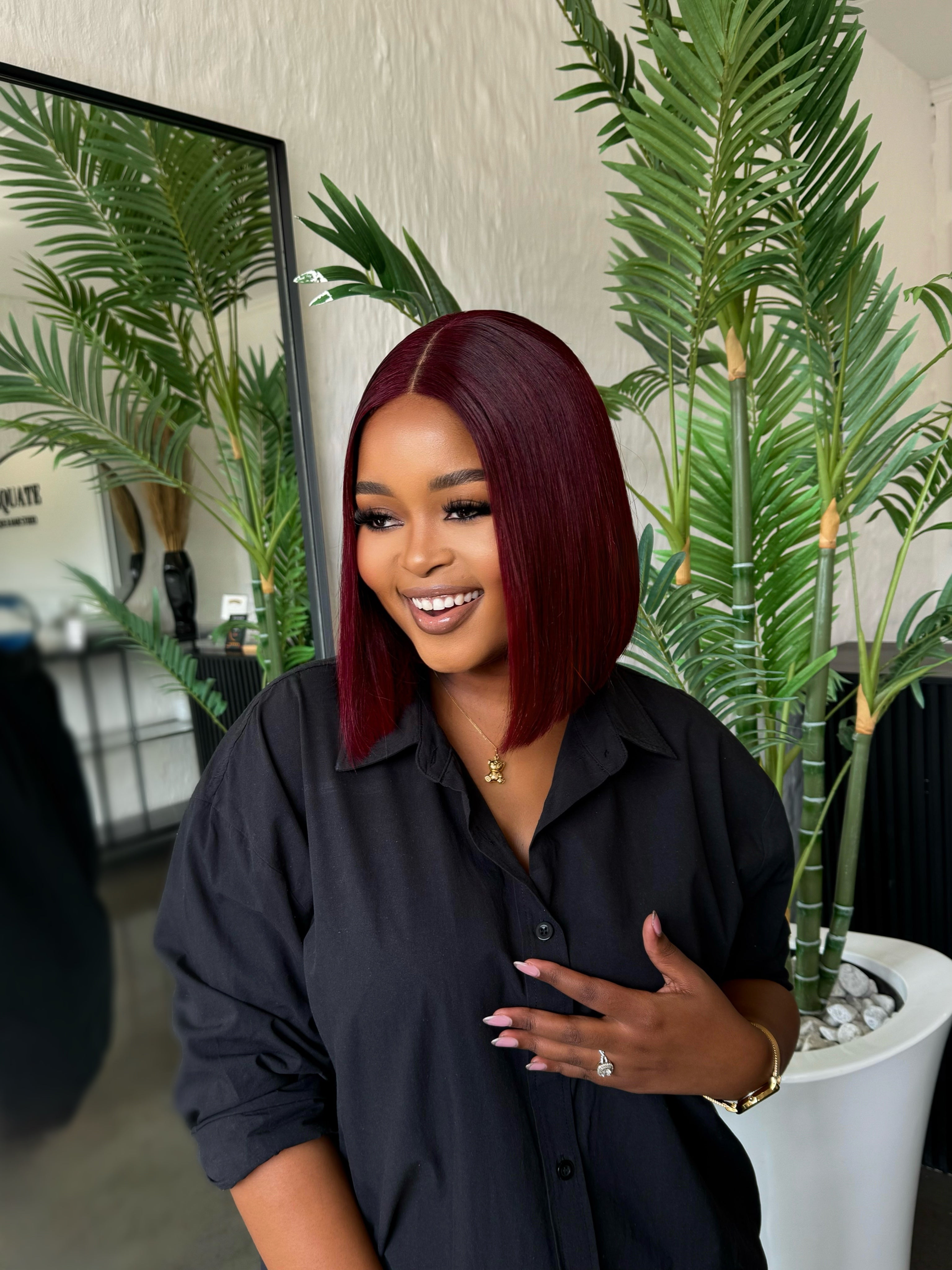 10” Wine Red Glueless bob