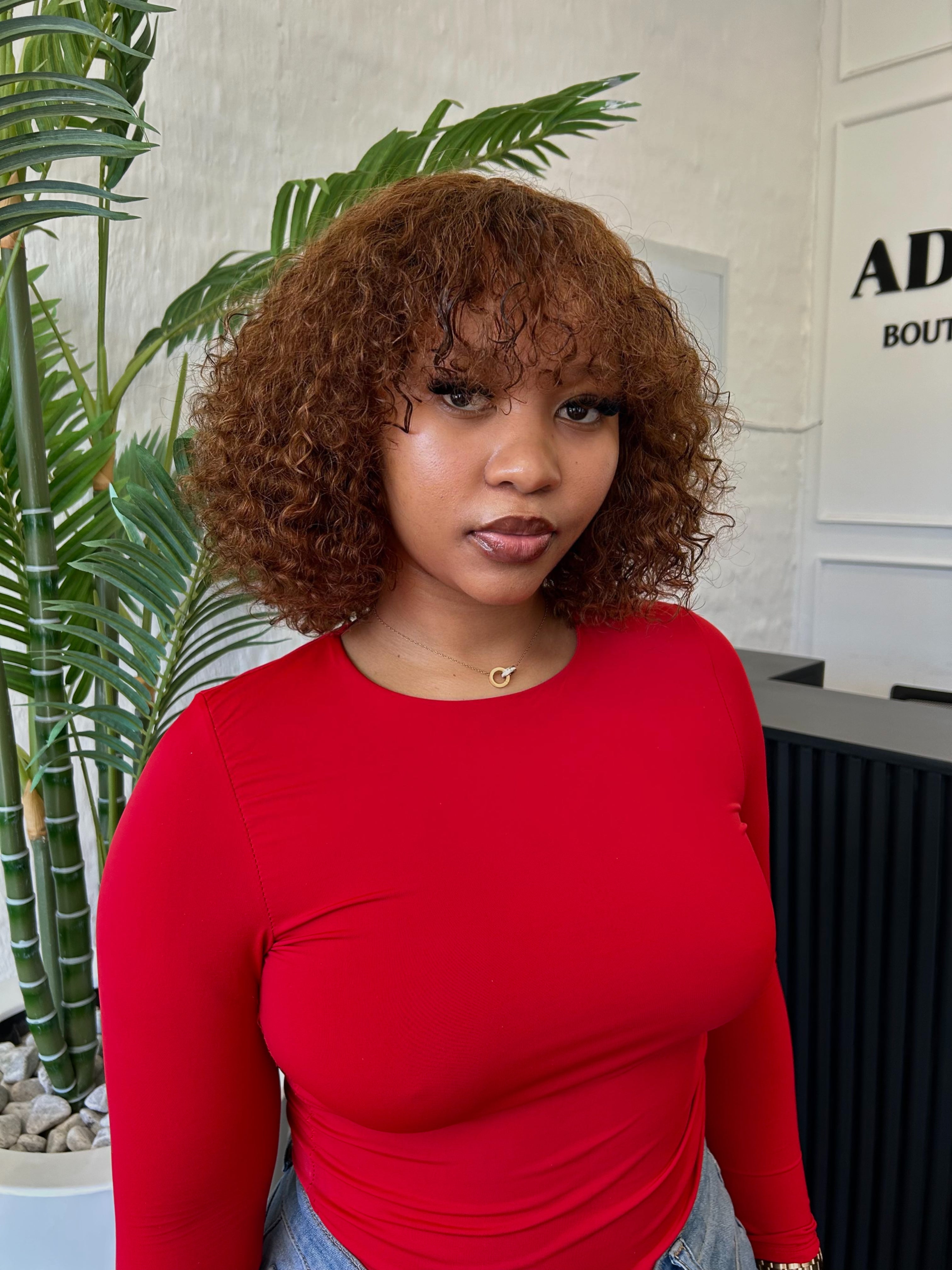 Honey Blonde Curly Fringe