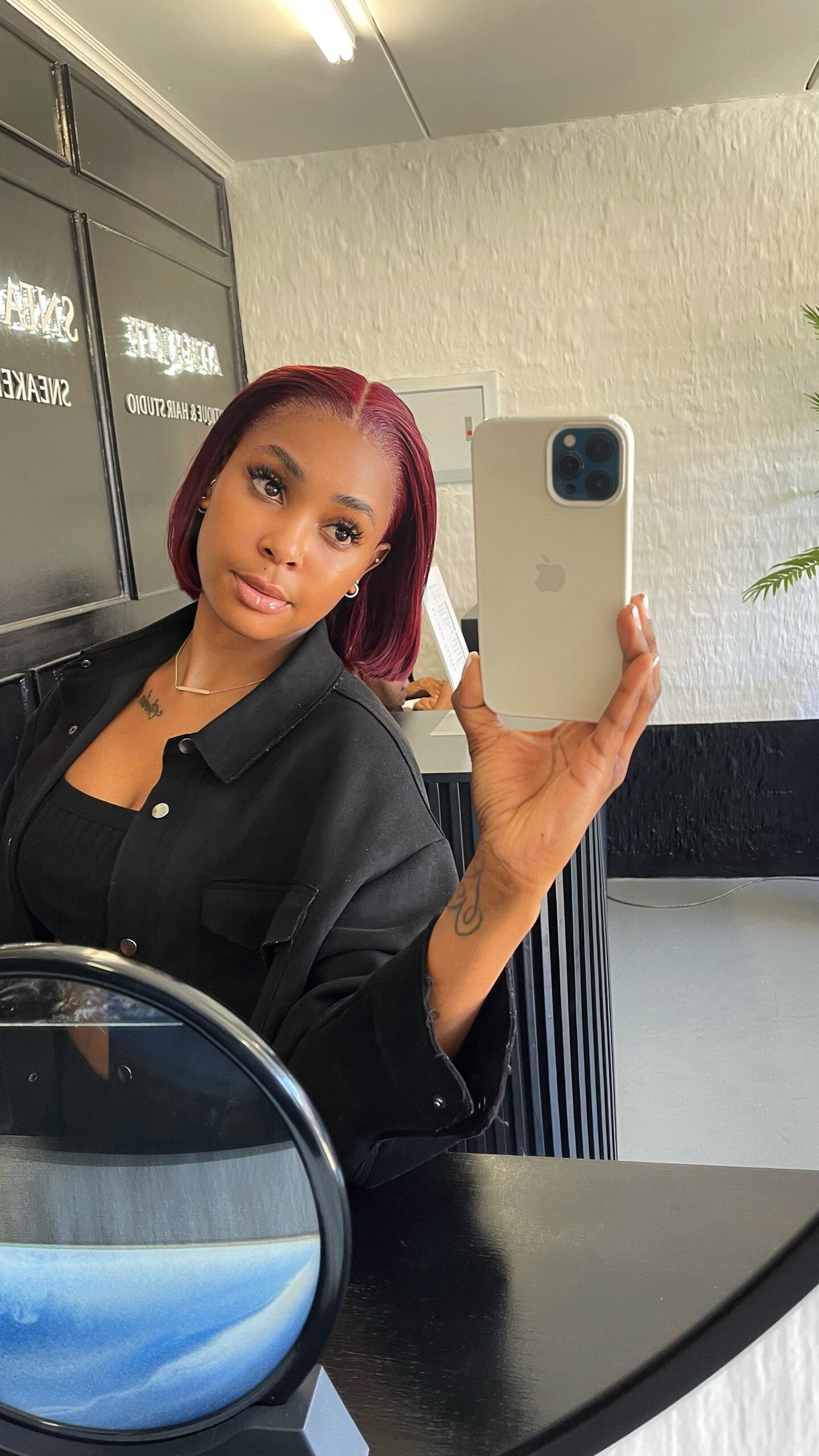 10” Wine red Double drawn frontal bob
