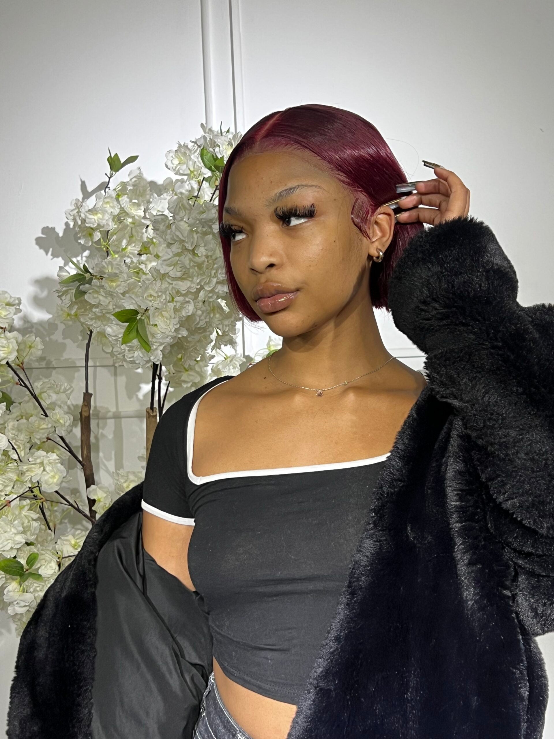 10” Wine red Double drawn frontal bob