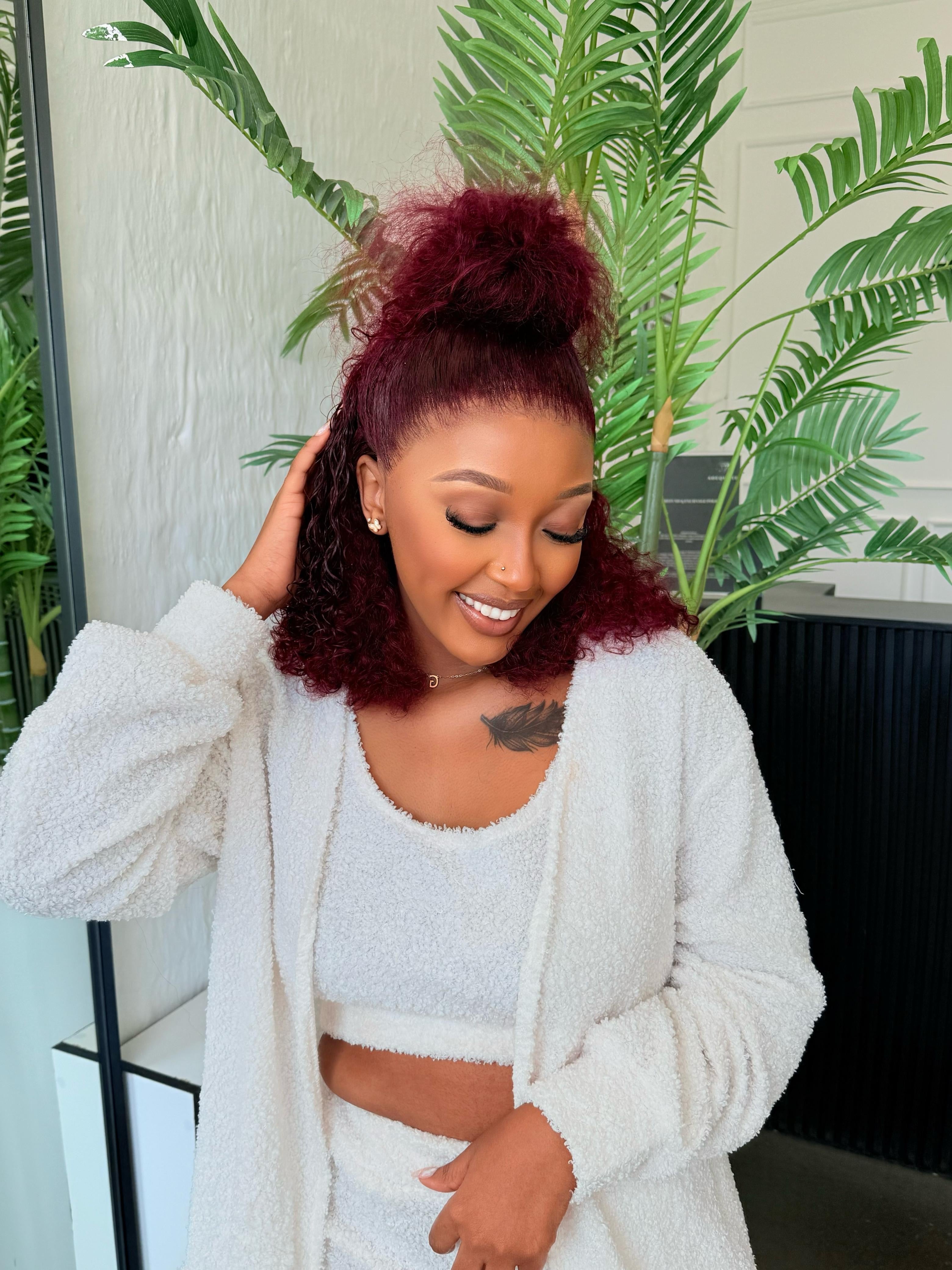 14” Wine Red Curly Unit