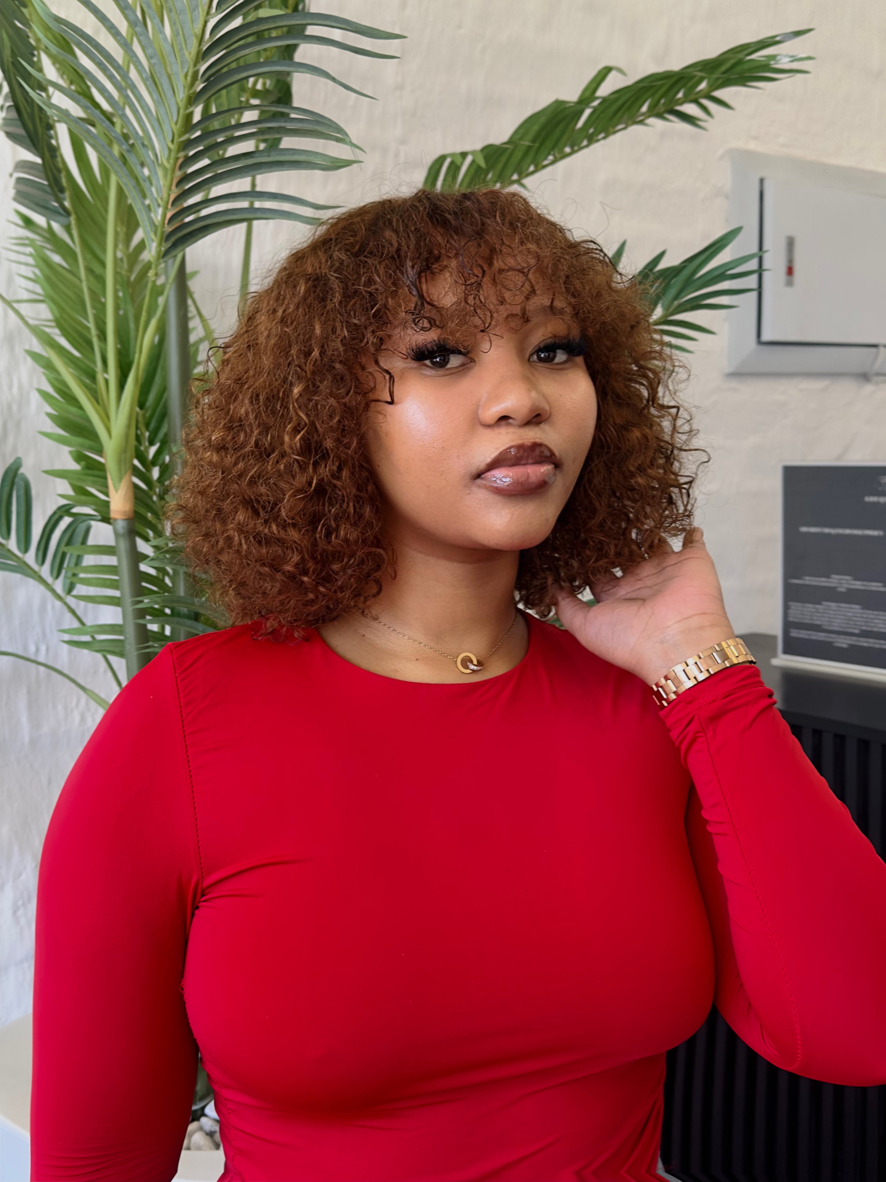 Honey Blonde Curly Fringe