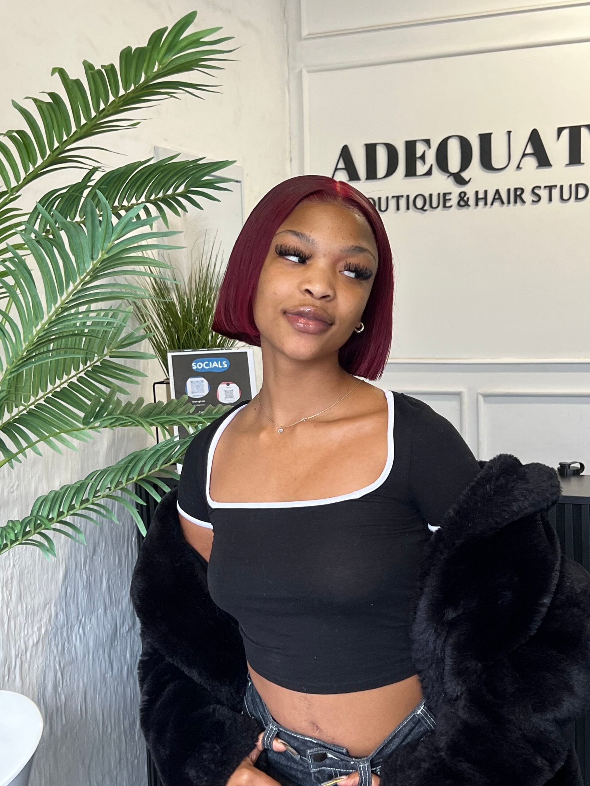 10” Wine red Double drawn frontal bob
