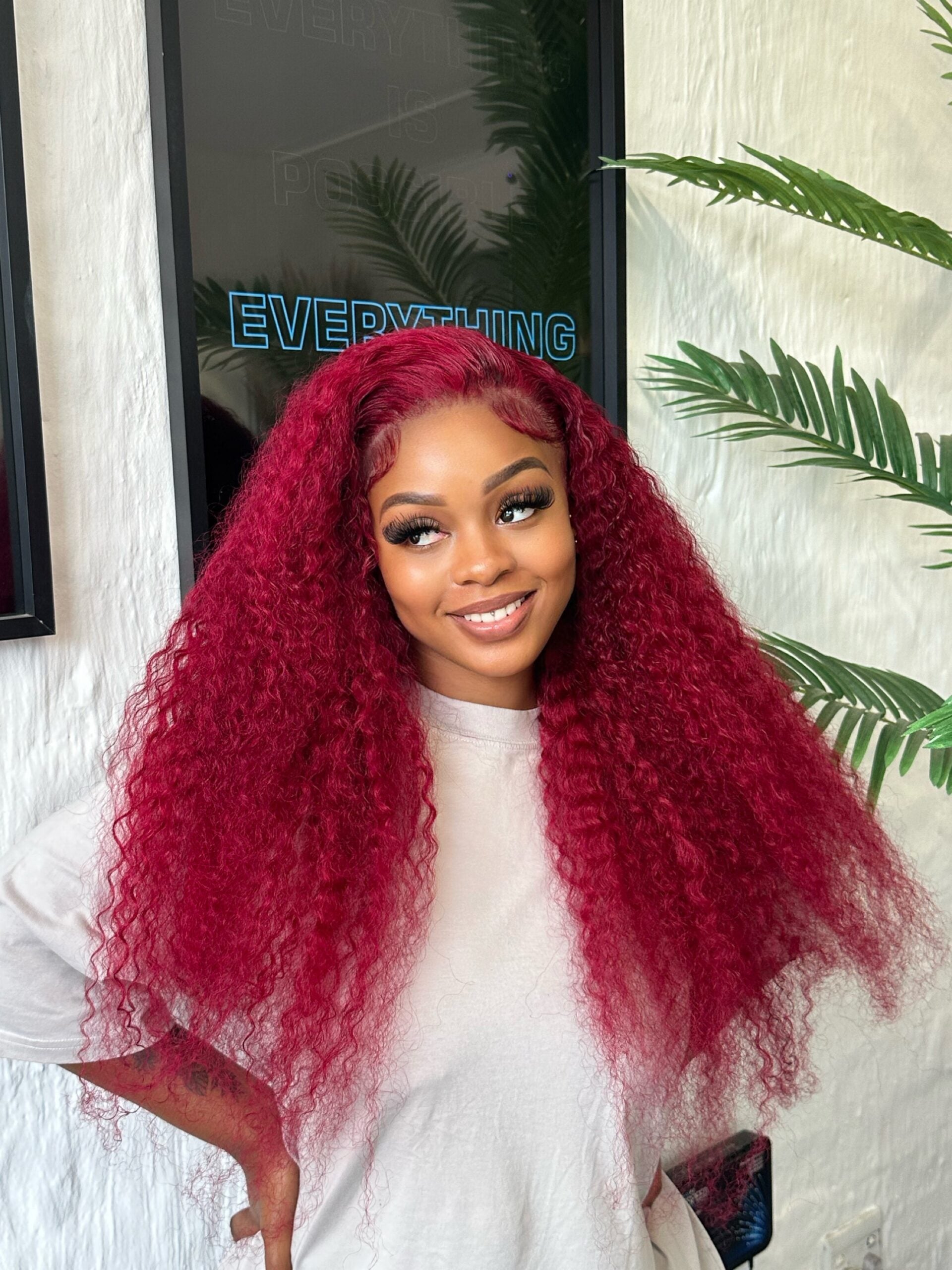 26” Ruby Red Frontal Curly Unit