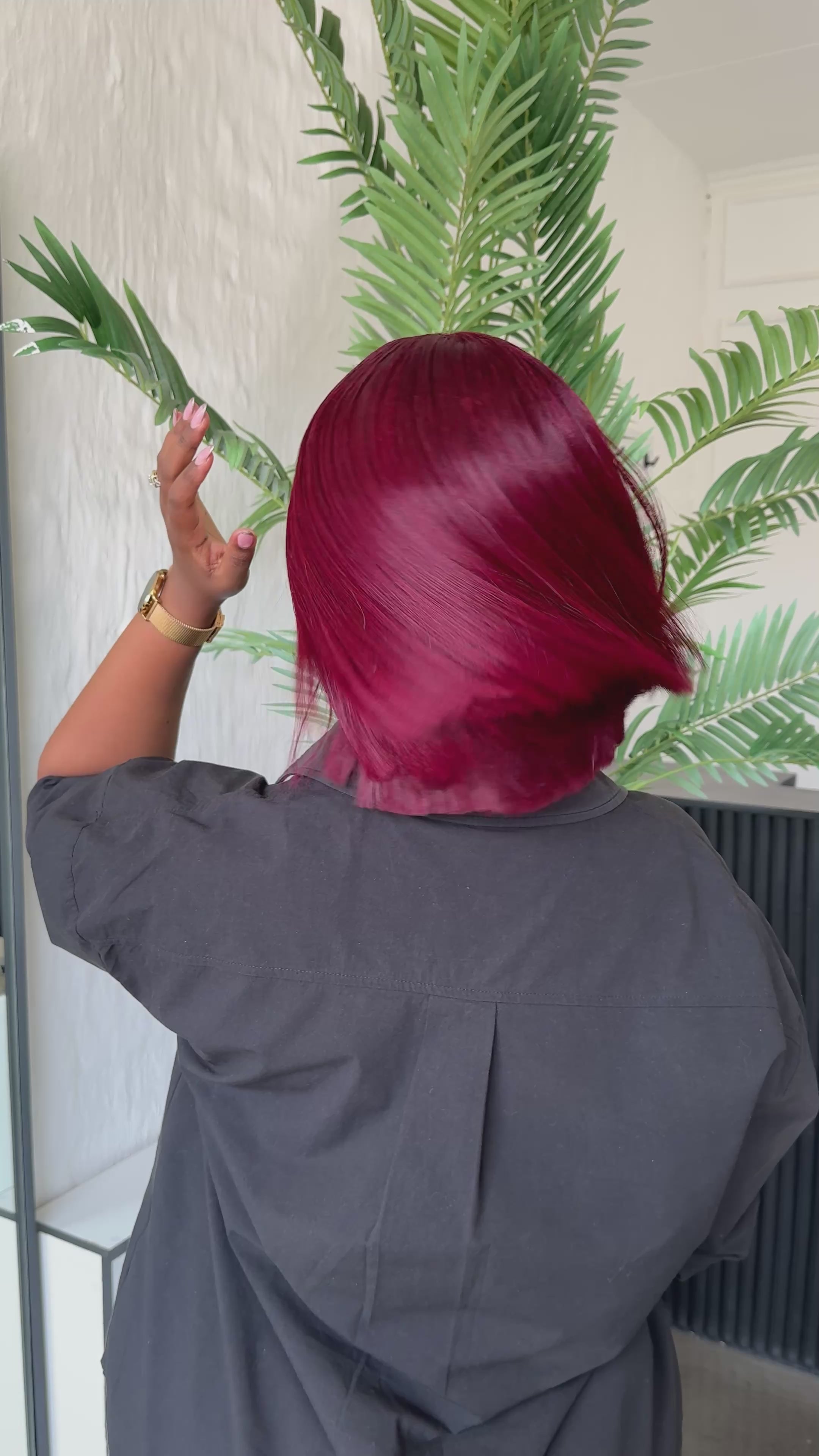 10” Wine Red Glueless bob