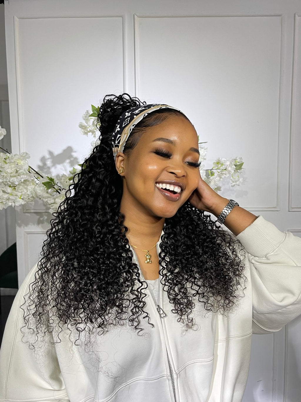 Jerry Curl Headband Wig