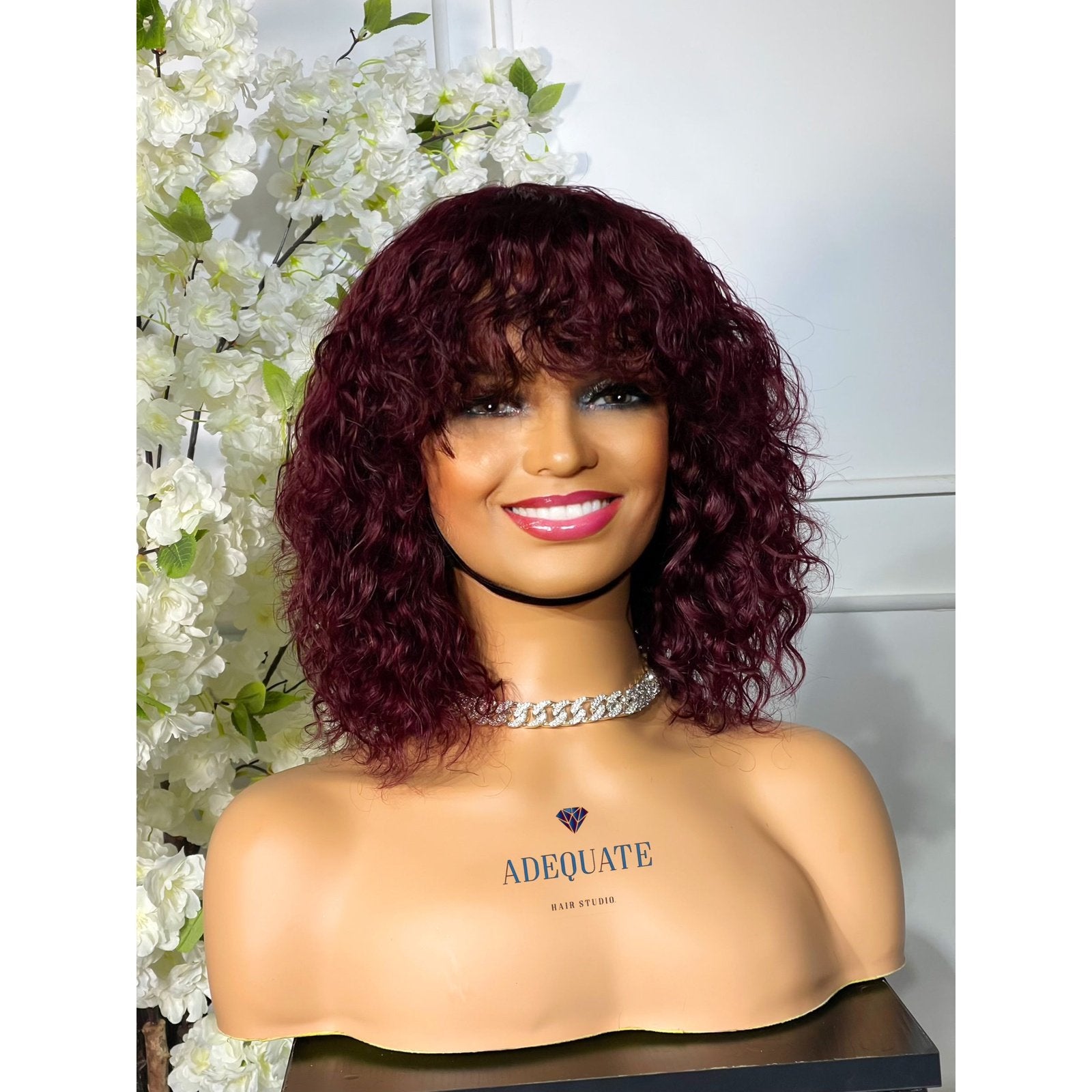 14” Burgundy Curly Fringe